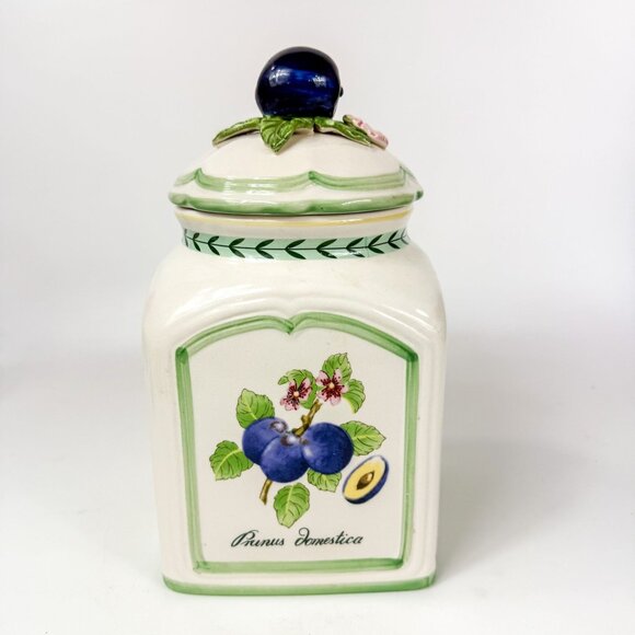 Villeroy and Boch French Garden Prunus Domestica Plum Porcelain Canister Jar - Picture 1 of 8
